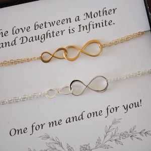 Mother and Daughter Inifnity Bracelet Set, Infinity Jewelry, Best friend Gift, Mothers Day Gift, White Pearl, Silver Bracelet, BFF, Gold