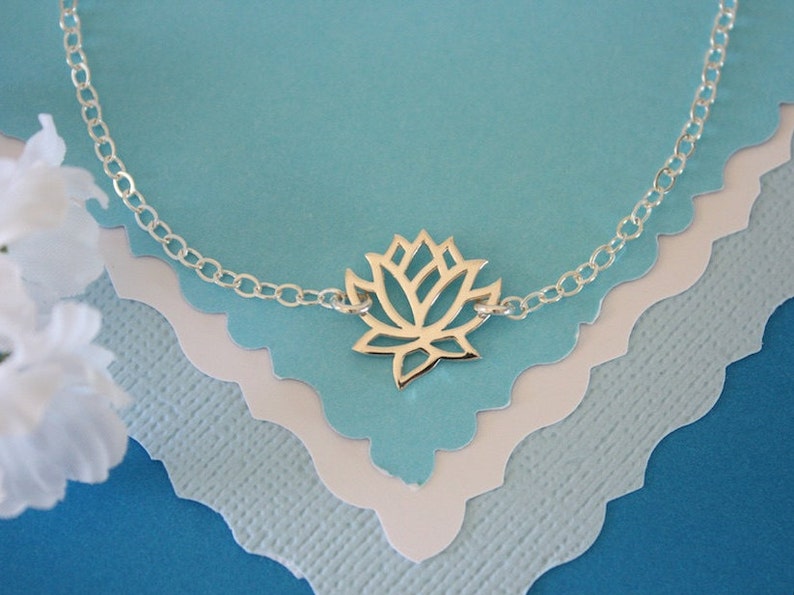 Lotus Anklet, Silver Anklet, Yoga Bracelet, Lotus Flower, Karma Anklet, Sterling Silver bild 1
