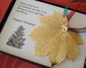 Maple Leaf Ornament Gold, Full Moon Maple Leaf, Maple Leaf Extra Large, Ornament Gift, Christmas Card