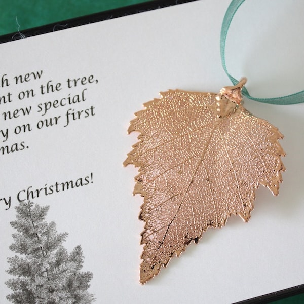 Leaf Ornament Gold, Real Birch Leaf, Rose Gold Leaf, Ornament Gift, Christmas Card, Leaf, Tree Ornament, Wedding