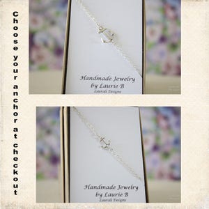 Anchor Sideway Necklace, Card, Tiny Anchor Necklace, Silver Small Anchor Necklace, Sideways Cross, Navy Wife, Ship, Ocean, Military
