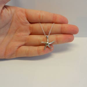 Starfish Charm Necklace, Friendship Gift, Sterling Silver, Bestie Gift, Silver Starfish, Ocean Life Necklace, Shell Charm Thank You Card image 2