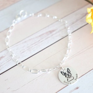 Custom Dog Name Bracelet Sterling Silver, Dog Breed Bracelet, Pet Memorial Gift, Pet Loss, Dog Lover Gift, Pet Jewelry, Dog Mom, Dog Sister
