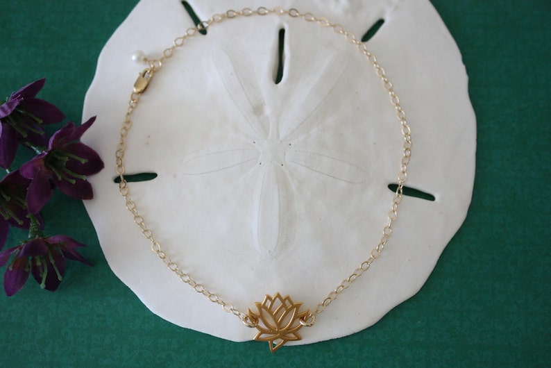 Gold Lotus Anklet Gold Anklet Yoga Bracelet Lotus Flower Etsy