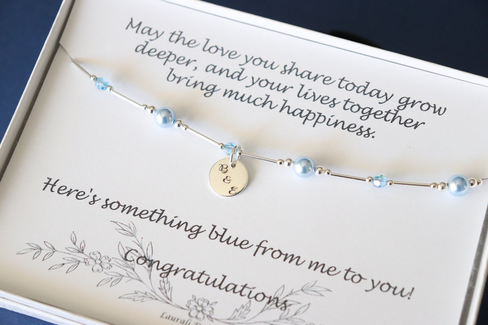 Something Blue for Bride Anklet Sterling Silver, Blue Pearl Anklet ...