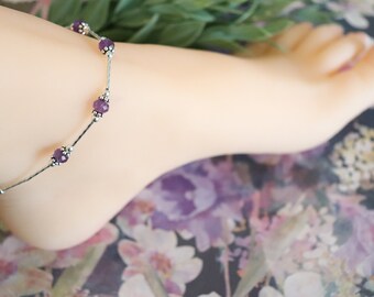 Cavigliera In Pietra Di Luna E Argento 925 - Fiori Di Primavera - Bracciali Pietra Di Luna - 2