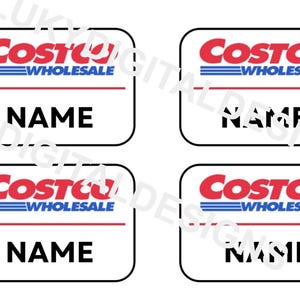 Costco Party Name Tags - Instant Download *Canva Template*