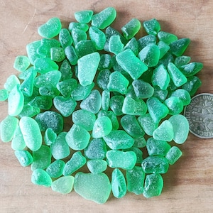 100 pieces Small Green Sea glass, genuine Sea glass from Greece, Surf tumbled Sea glass