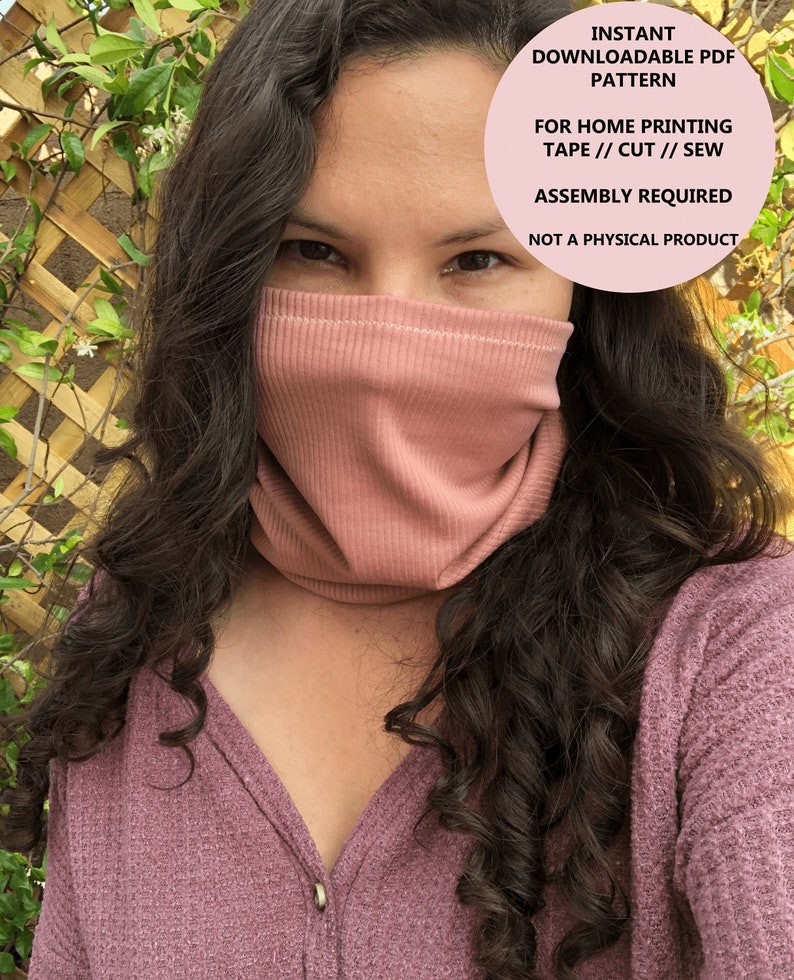 Neck Gaiter PDF Instant Download Sewing Pattern Easy Sew One Seam Print