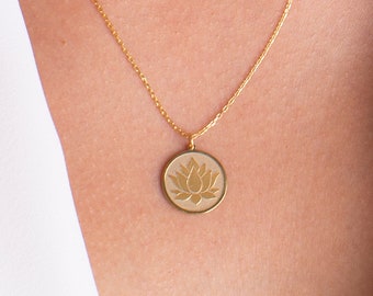 Dainty Lotus Flower Pendant Necklace: Sterling Silver, Gold, Rose Gold
