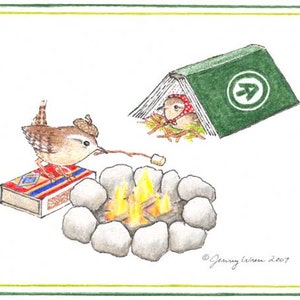 Cartão de notas Camping Wrens