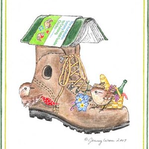 Cartão de nota inicial para botas de caminhada