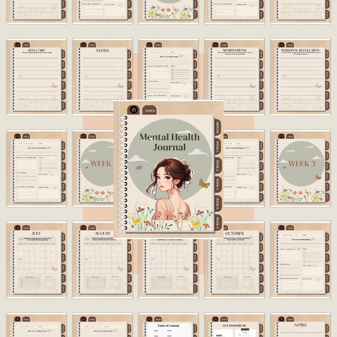 Hyperlinked Digital Mental Health Journal PDF Goodnotes Compatible Self ...