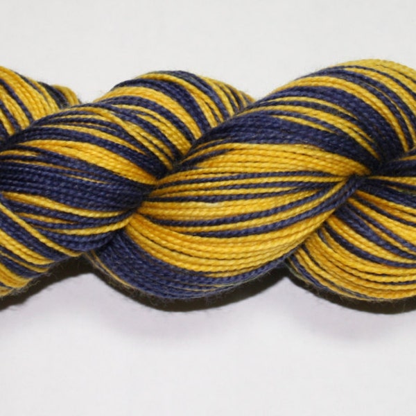 Dyed to Order - Navy and Maize Self Striping Hand Dyed Sock Yarn