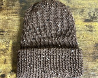 Brown Tweed Adult Knit Beanie