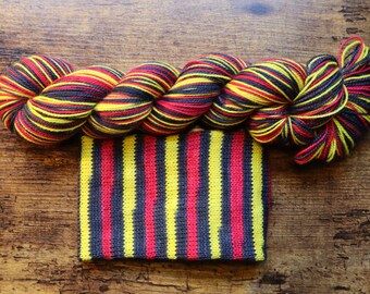 Dyed to Order - Hellfire Self Striping Hand Dyed Sock Yarn