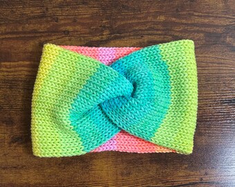 Retro Stripes Handmade Knit Twist Ear Warmer