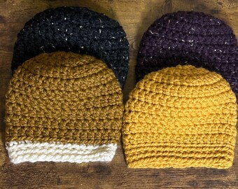 Teen/ Small Adult Crochet Slightly Slouchy Beanie