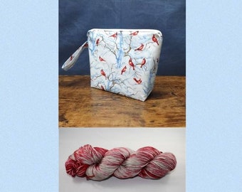 Ready to Ship - Female Cardinal Hand Dyed Yarn and Bag Set