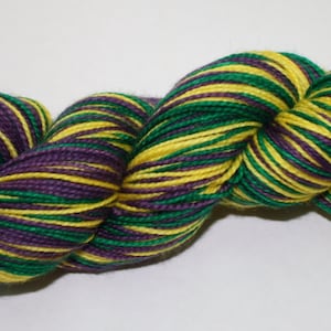 Dyed to Order - Mardi Gras Self Striping Hand Dyed Sock Yarn