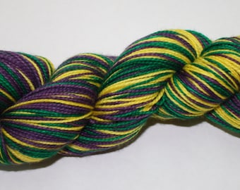 Dyed to Order - Mardi Gras Self Striping Hand Dyed Sock Yarn