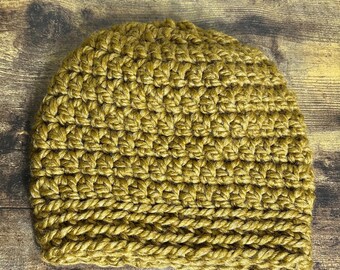 Wheat Adult Crochet Slightly Slouchy Beanie