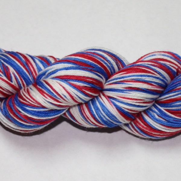 Dyed to Order - Patriotic Self Striping Hand Dyed Sock Yarn