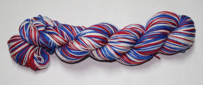 Dyed to Order Patriotic Self Striping Hand Dyed Sock Yarn image 1