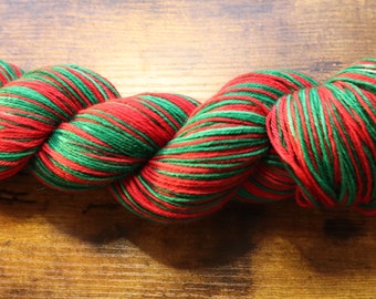 Dyed to Order - Poinsettia Self Striping Hand Dyed Sock Yarn