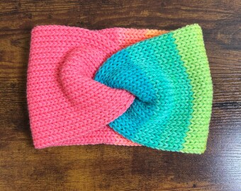 Retro Stripes & Watermelon Handmade Knit Twist Ear Warmer