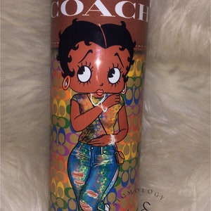 Betty Boop Designer Purse Tumbler, 20 oz Straight Skinny Tumbler, Cute gift for her, Mother&#39;s Day Gift, Betty Coach Tumbler