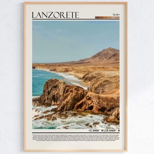 Décoration murale Lanzarote Espagne | affiche de paysage des îles Canaries | Impression océan Atlantique | Décoration de voyage en Europe