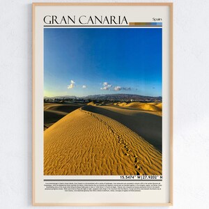 Arte de las dunas de Gran Canaria / Póster del paisaje del desierto de Maspalomas / Impresión de viaje a las Islas Canarias / Decoración de la naturaleza árida de España