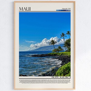 Maui Hawaii Küstenwand Kunst | Hawaii Landschaft Poster | Pazifischer Ozean Reise-Druck | Hawaii Strand Dekor | USA-Reisen