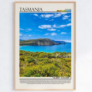 Tasmanien Küstenwand Kunst Druck, Bay of Fires Strand Druck, Australische Landschaft Fotografie, Ozean Reise Dekor