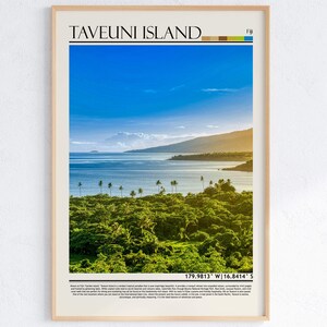 Taveuni Island Fidschi Reiseplakat | Tropischer Strand Ozean Wand Kunst | Fidschi Home Decor & Reisegeschenk