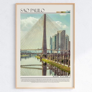 Arte de parede de São Paulo, pôster de São Paulo, pôster de viagem de São Paulo, impressão de São Paulo, arte de São Paulo, Brasil