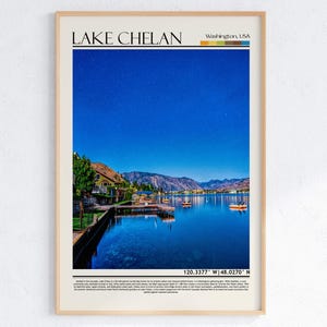 Lake Chelan Washington Wandkunst, Serene Lake Landschaftsdruck, Lake Chelan Foto, Lake Chelan Kunstwerk, Lake Chelan Art-Deco