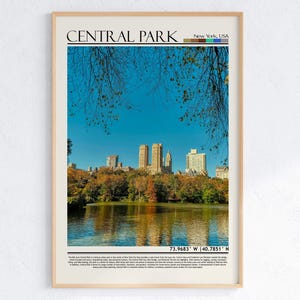 Impresión de Central Park, arte mural de Nueva York, póster de Central Park, foto de Central Park, impresión de póster de Nueva York, regalo de naturaleza urbana, Nueva York