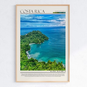 Arte mural de Costa Rica / Póster de la costa tropical de Costa Rica / Impresión de la naturaleza de Centroamérica / Decoración del hogar de Costa Rica / Centroamérica