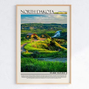 Arte mural con paisaje de Dakota del Norte/ Impresión de Dakota del Norte/ Póster de viaje por EE. UU./ Fotografía de naturaleza de Dakota del Norte/ Decoración del hogar del Medio Oeste de EE. UU.