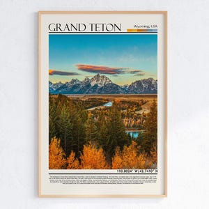 Grand Teton Wandkunst | Wyoming Nationalpark Druck | Grand Teton Berglandschaft Poster | Wyoming USA Natur Dekor | US Reisegeschenk