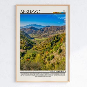 Arte de paisaje montañoso de Abruzos, Italia / Póster de Abruzos / Impresión de los Apeninos centrales / Decoración de la campiña italiana / Impresión de la naturaleza italiana