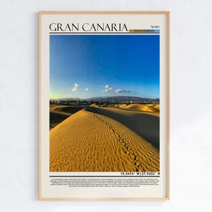 Arte de las dunas de Gran Canaria / Póster del paisaje del desierto de Maspalomas / Impresión de viaje a las Islas Canarias / Decoración de la naturaleza árida de España