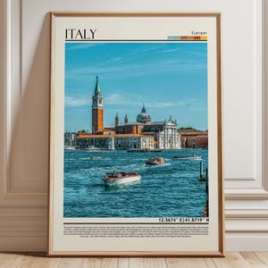 Italy Venice Grand Canal Art | Italy  Poster | European Travel Print | Italy Historic Cityscape Decor
