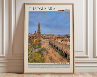 Guadalajara Mexico Wall Art Poster| Guadalajara Travel Print | Mexico Gift Artwork| North America Wall Hanging Home Decor