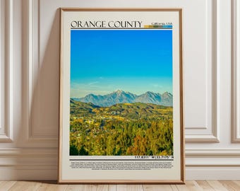 Orange County Poster| California Hillside Wall Art | Orange County Mountain View Print | USA Wall Hanging Home Decor