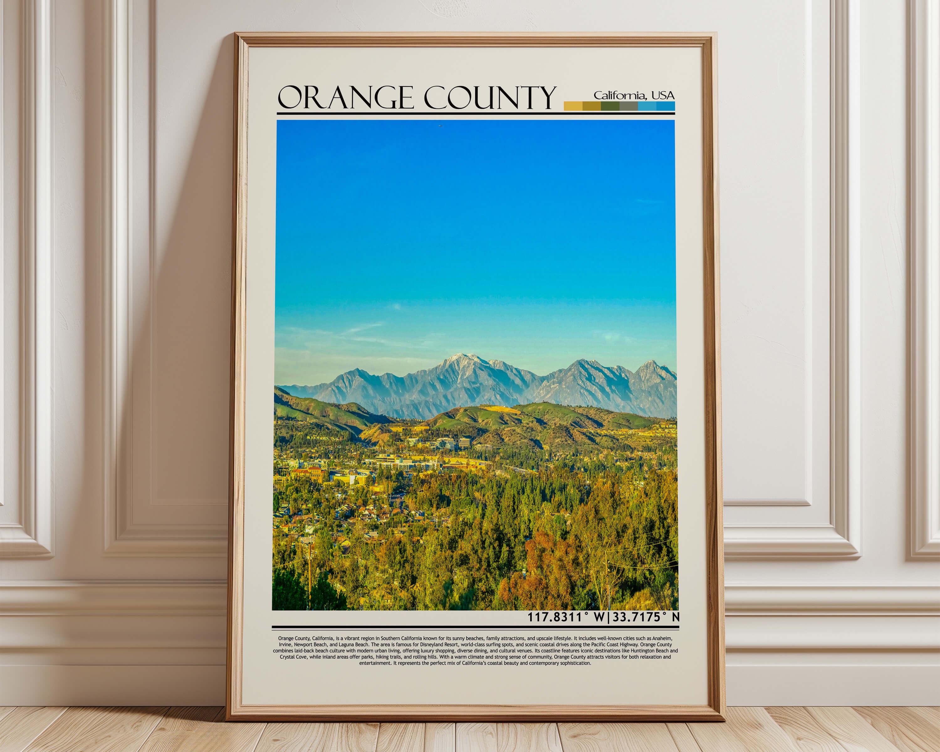 Orange County Poster| California Hillside Wall Art | Orange County