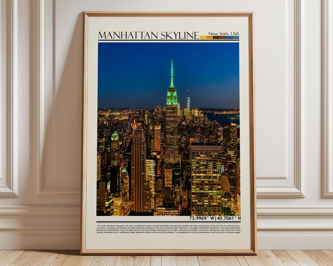 Manhattan Skyline New York Wall Art Poster| Manhattan Skyline Travel ...