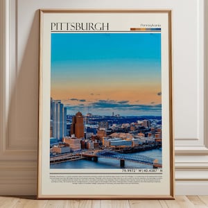 Pittsburgh Pennsylvania Skyline Wall Art Print| Cityscape Photography| Modern Urban Decor| Bridges & Rivers Art